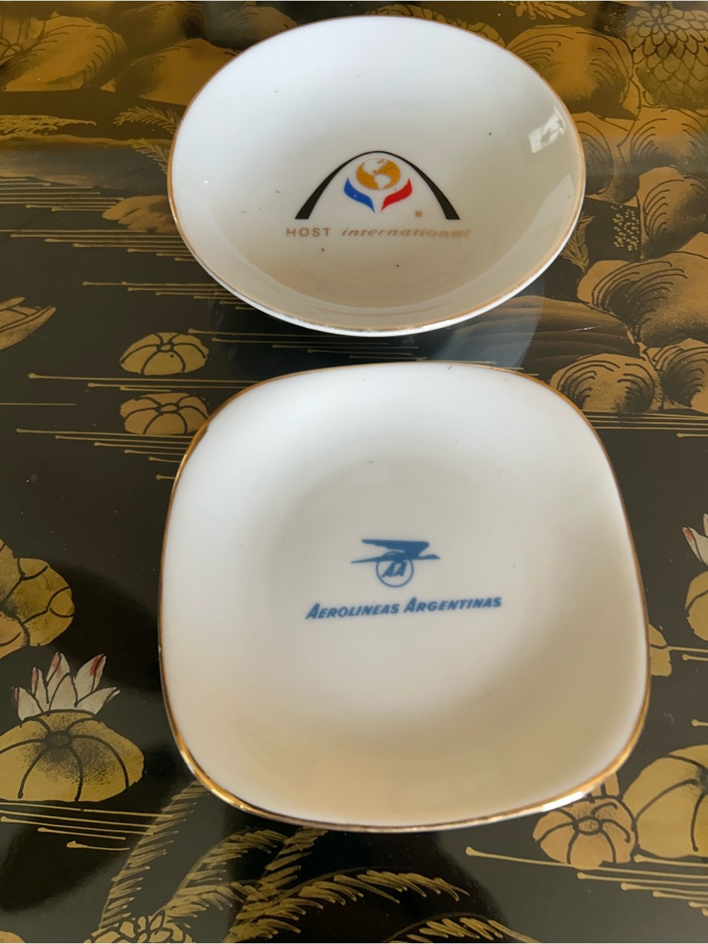 White Porcelain Trinket Dish with Gold Trim